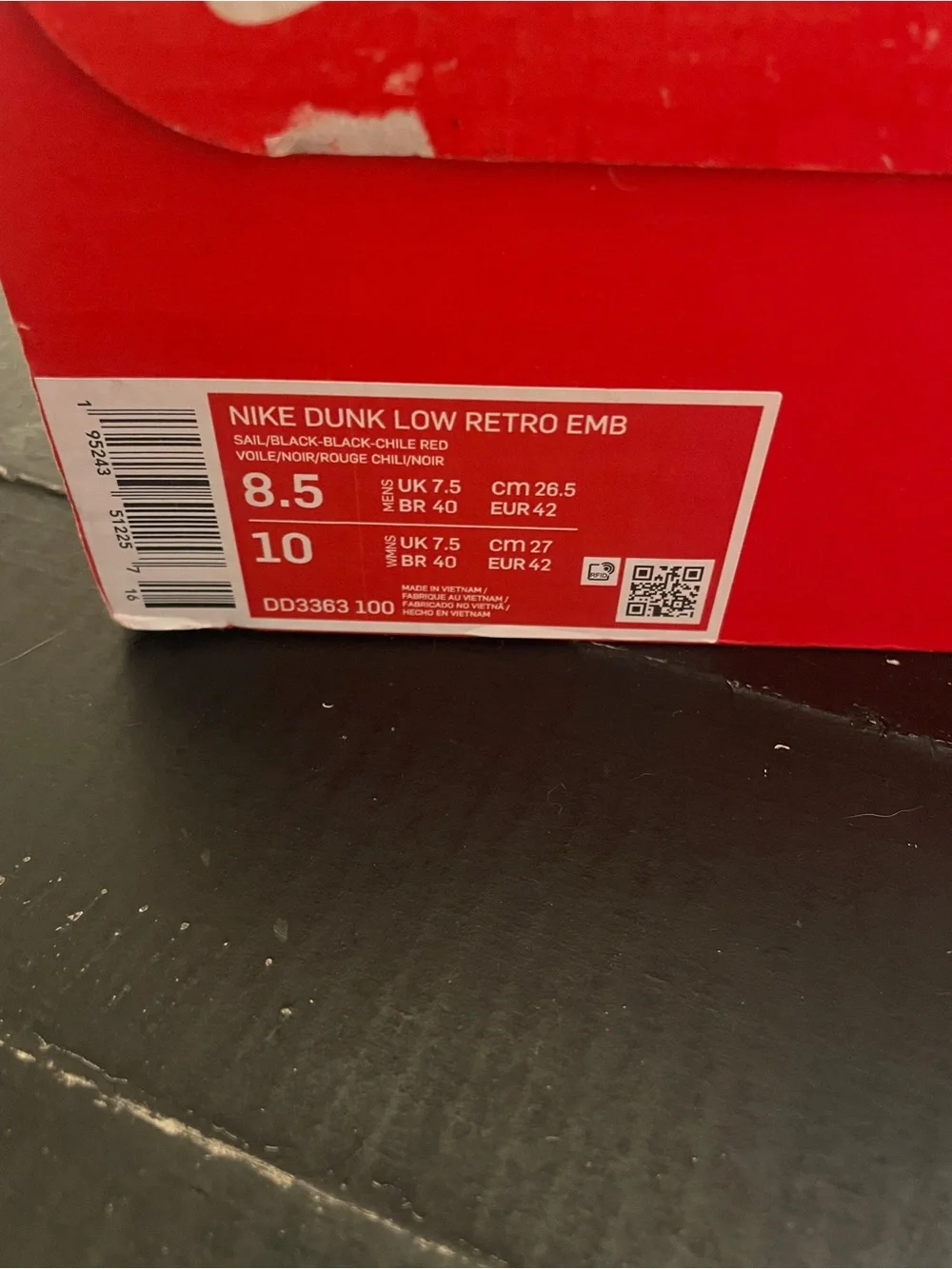 Nike Dunk Low Retro EMB Red, Black & White Low-Top Sneakers
